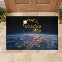 Black rubber doormat with My 2nd Diamond Ring title, 08.04.2024 date, and U.S. map