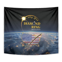 Black hanging tapestry with gold lettering 'My 2nd Diamond Ring' and date 08.04.2024