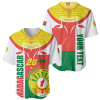 Madagascar-themed baseball jerseys set: white with red/green flag graphics and '26 June'