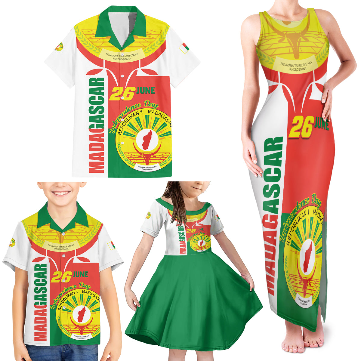 Madagascar Independence Day Family Matching Tank Maxi Dress and Hawaiian Shirt Madagasikara June 26 - Wonder Print Shop