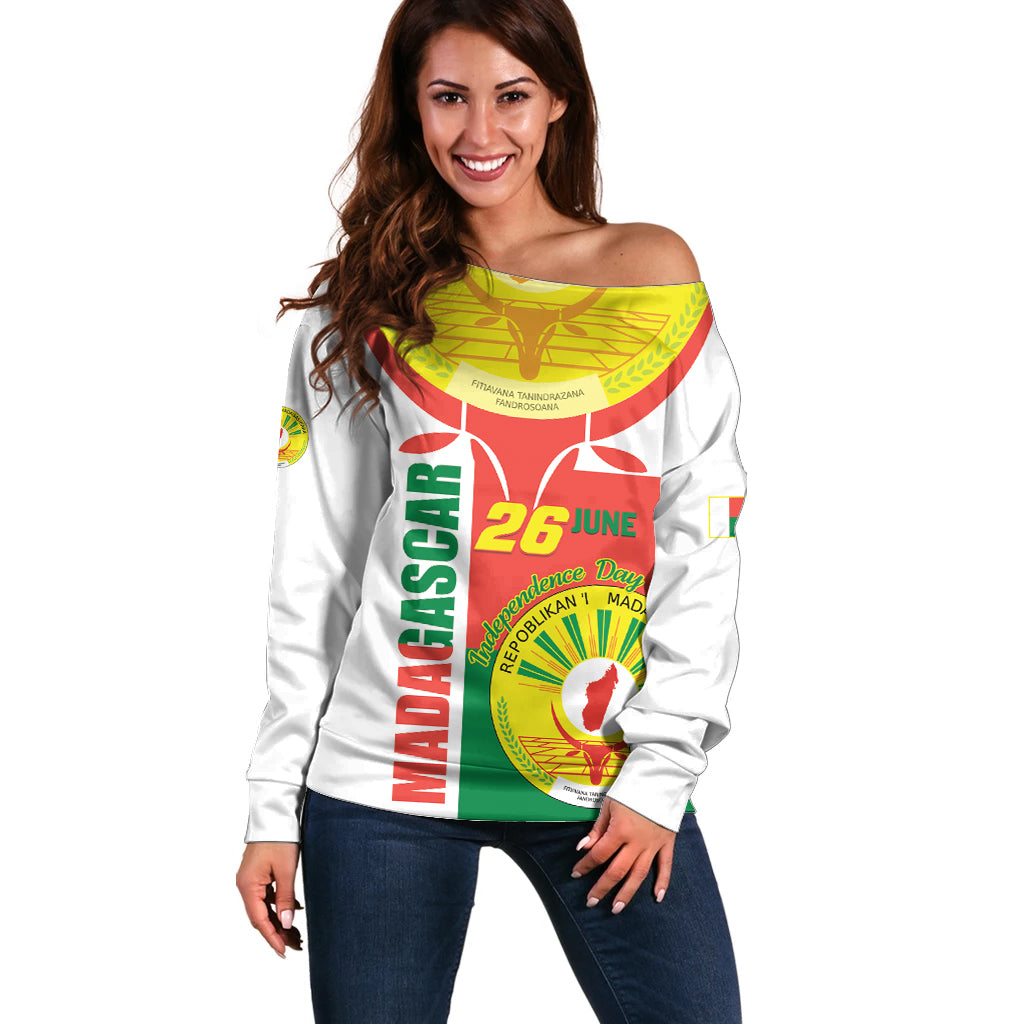 Madagascar Independence Day Off Shoulder Sweater Madagasikara June 26 - Wonder Print Shop