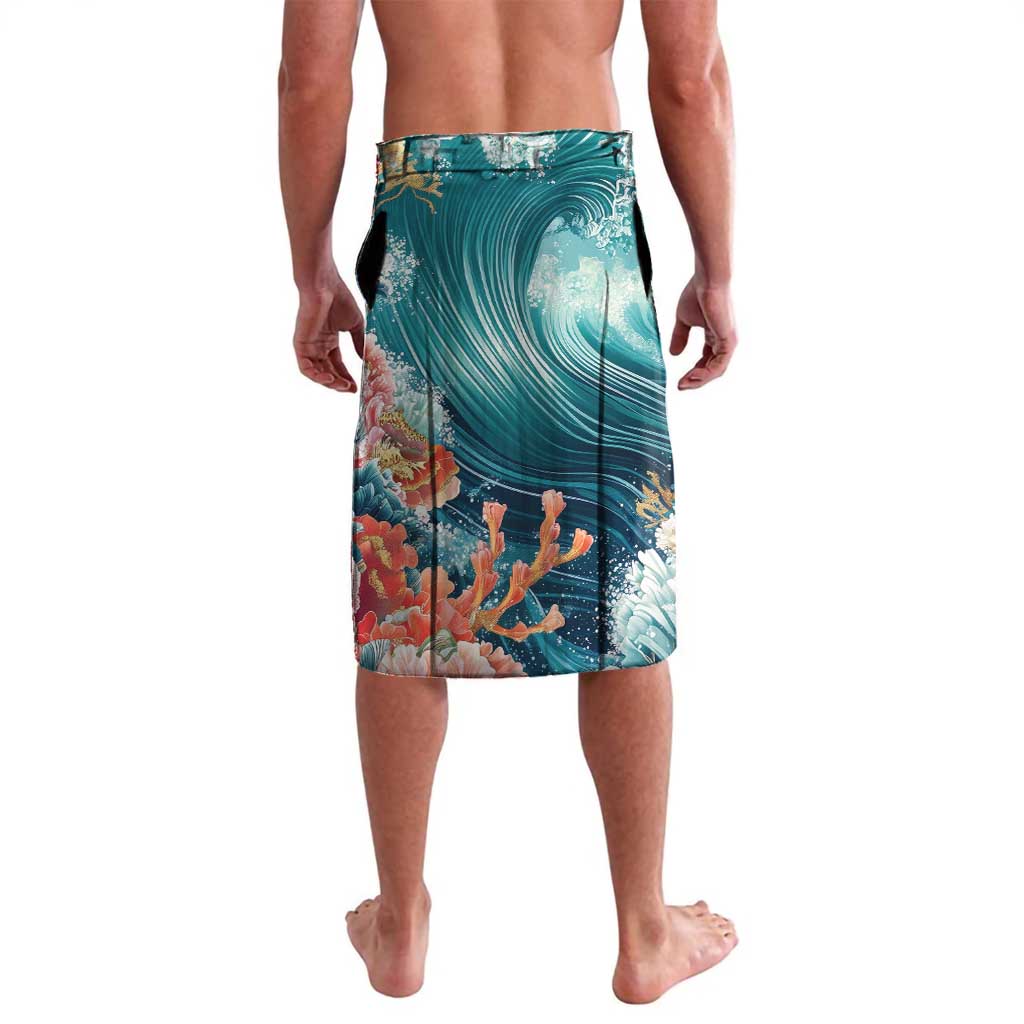 Personalized Caribbean Sea Turtle Lavalava Fantastic Ocean Waves