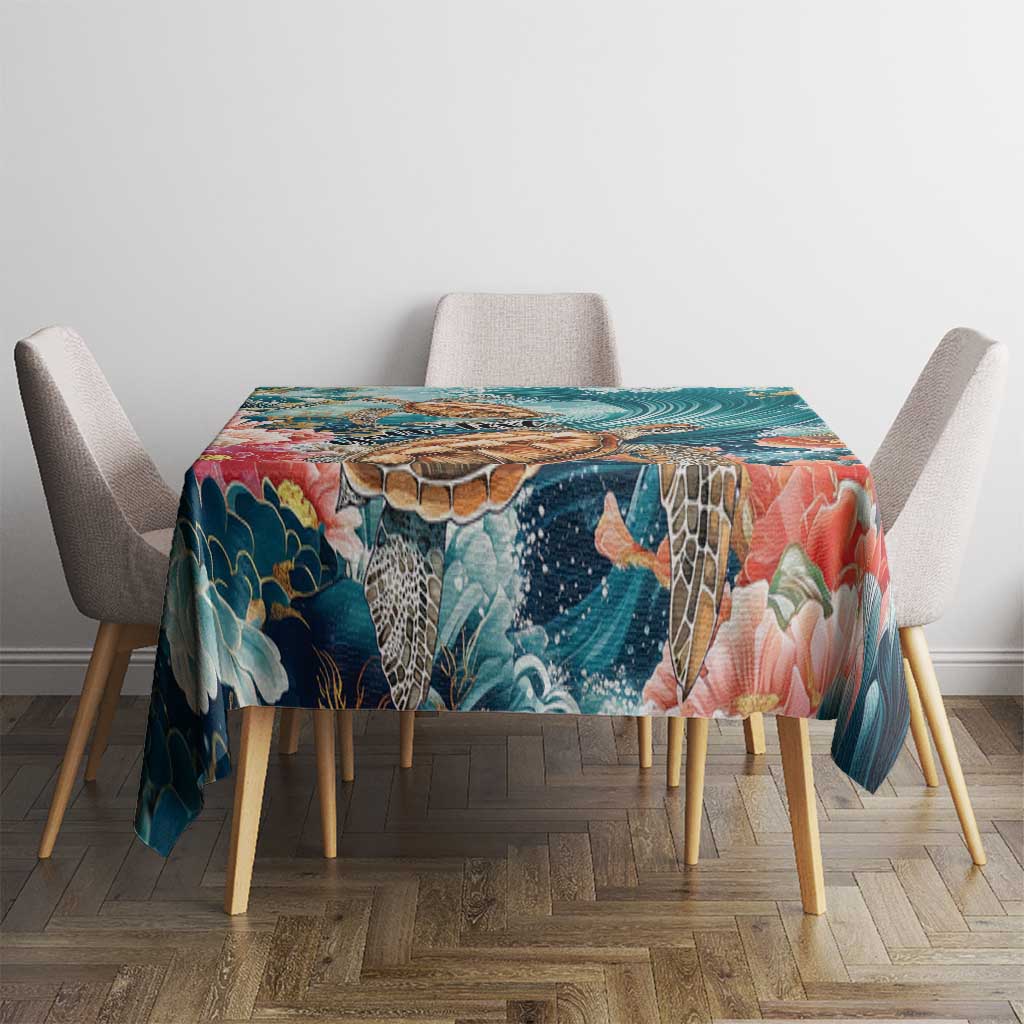 Personalized Caribbean Sea Turtle Tablecloth Fantastic Ocean Waves