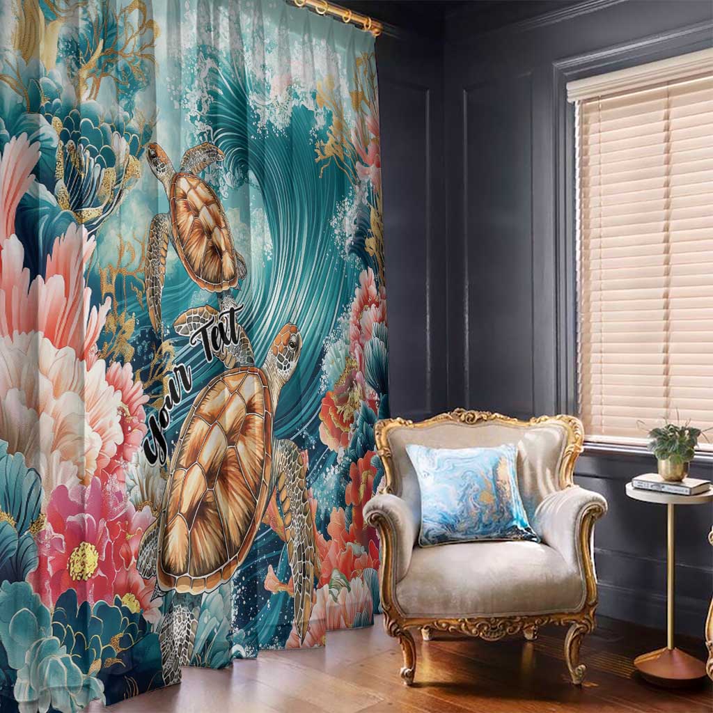 Personalized Caribbean Sea Turtle Window Curtain Fantastic Ocean Waves