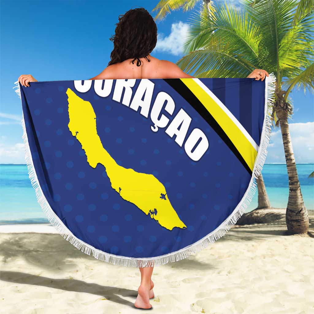 Curacao Flag Day Beach Blanket Korsou Map Simple Style