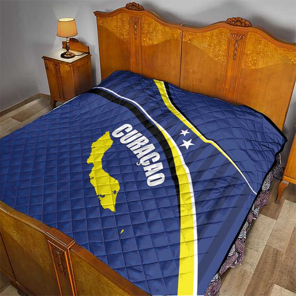 Curacao Flag Day Quilt Korsou Map Simple Style