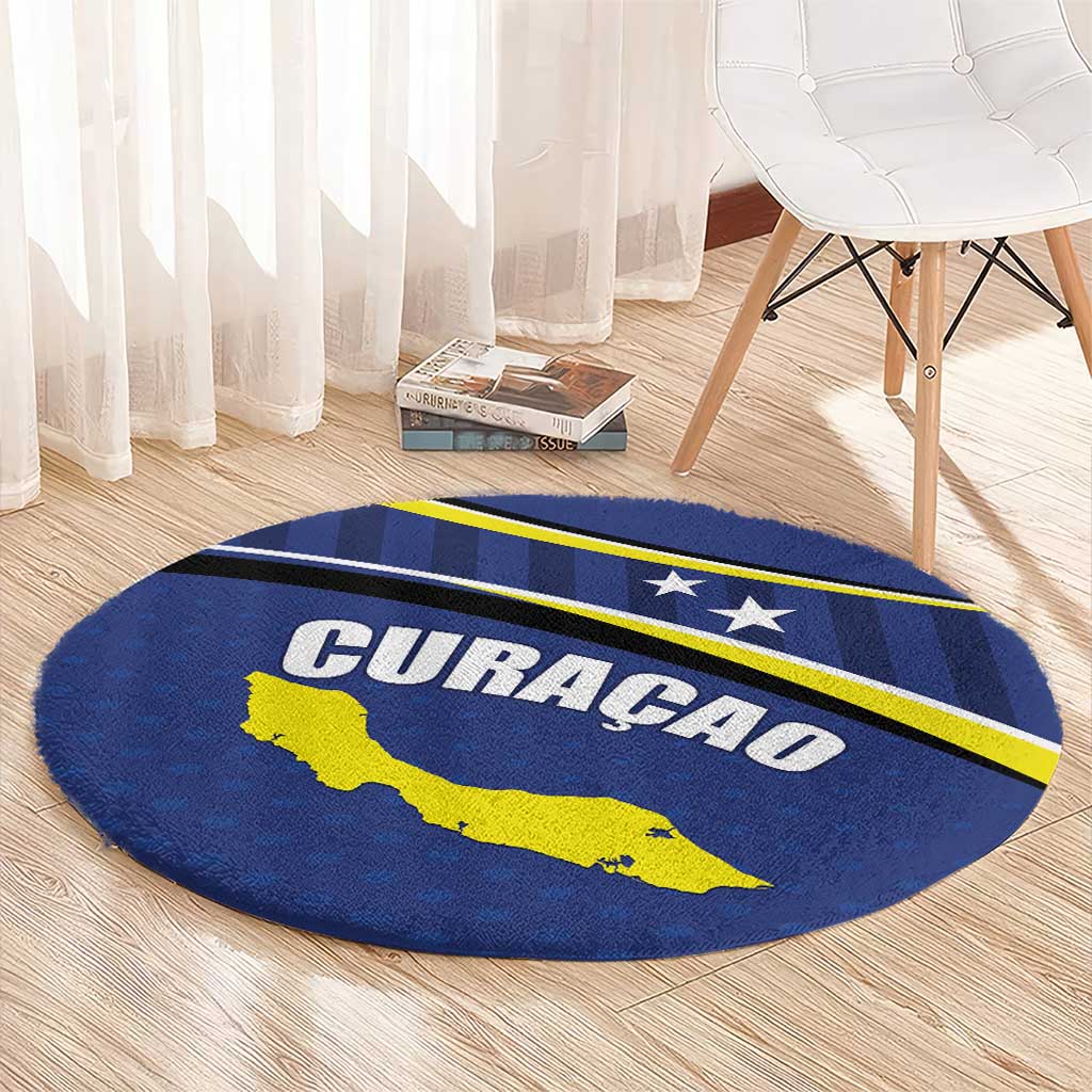 Curacao Flag Day Round Carpet Korsou Map Simple Style