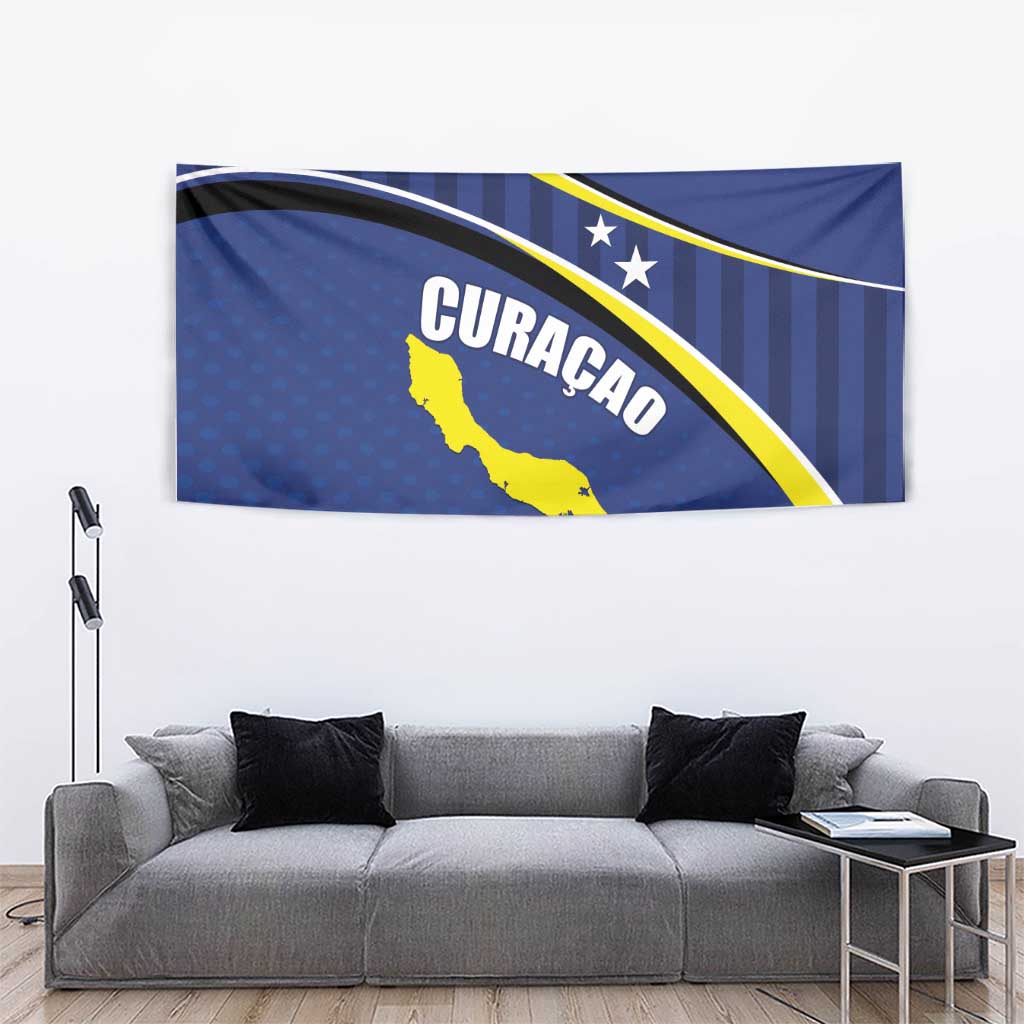 Curacao Flag Day Tapestry Korsou Map Simple Style