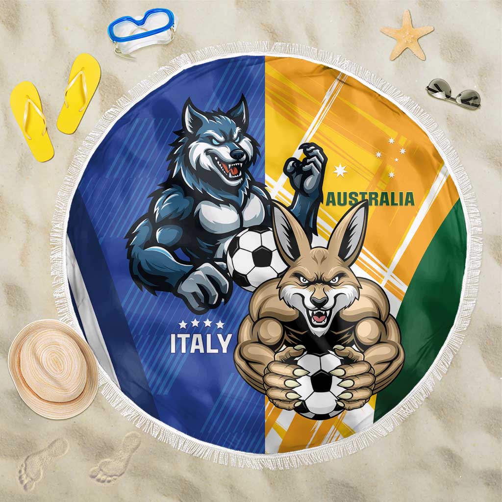 Italy And Australia Soccer Beach Blanket Gli Azzurri Vs Socceroos