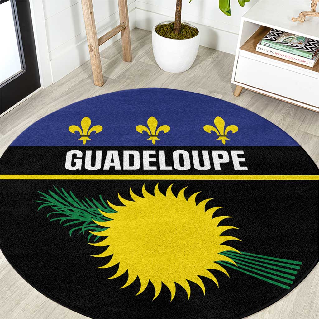 Guadeloupe Round Carpet Rejyon Gwadloup Black Version