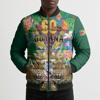 Personalized Guyana 60th Independence Day Bomber Puffer Jacket Diamond Jubilee