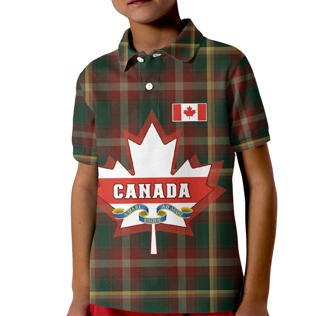 Canada Kid Polo Shirt Canadian Coat Of Arms Mix Maple Leaf Tartan - Wonder Print Shop