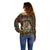 Canada Off Shoulder Sweater Canadian Coat Of Arms Mix Maple Leaf Tartan - Wonder Print Shop