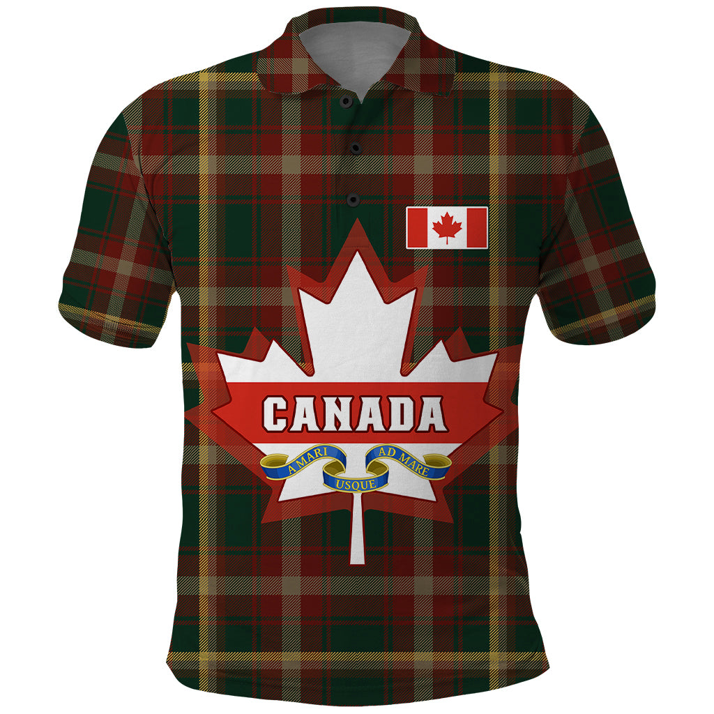 Canada Polo Shirt Canadian Coat Of Arms Mix Maple Leaf Tartan - Wonder Print Shop