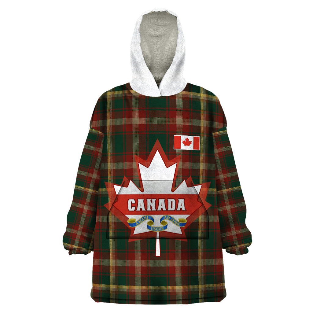 Canada Wearable Blanket Hoodie Canadian Coat Of Arms Mix Maple Leaf Tartan - Wonder Print Shop