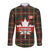 Custom Canada Long Sleeve Button Shirt Canadian Coat Of Arms Mix Maple Leaf Tartan - Wonder Print Shop