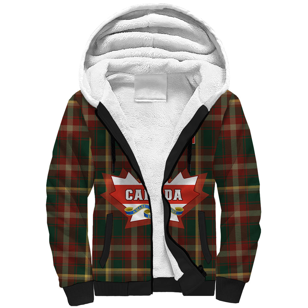 Custom Canada Sherpa Hoodie Canadian Coat Of Arms Mix Maple Leaf Tartan - Wonder Print Shop