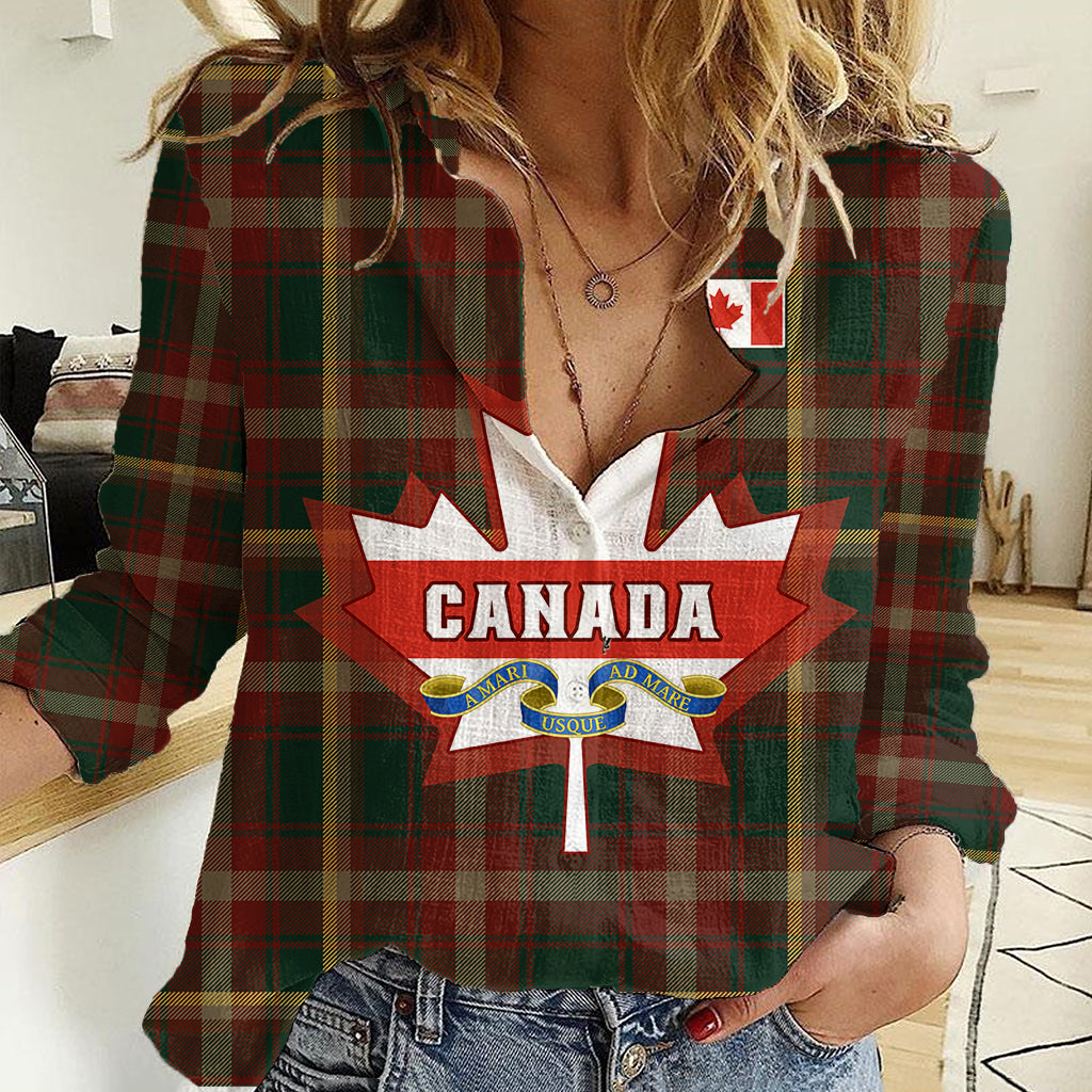 custom-canada-women-casual-shirt-canadian-coat-of-arms-mix-maple-leaf-tartan