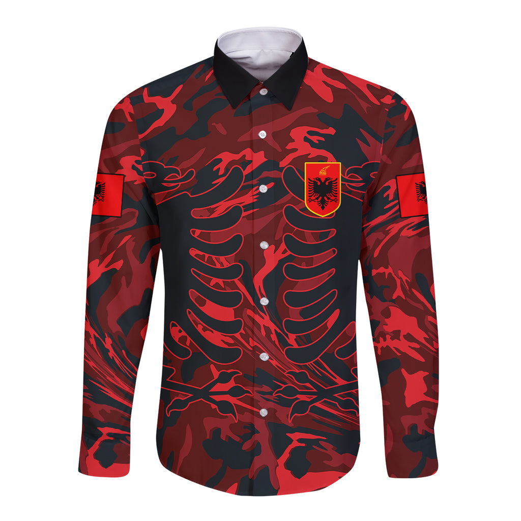 Albania Long Sleeve Button Shirt Albanian Golden Eagle Sport Version - Wonder Print Shop