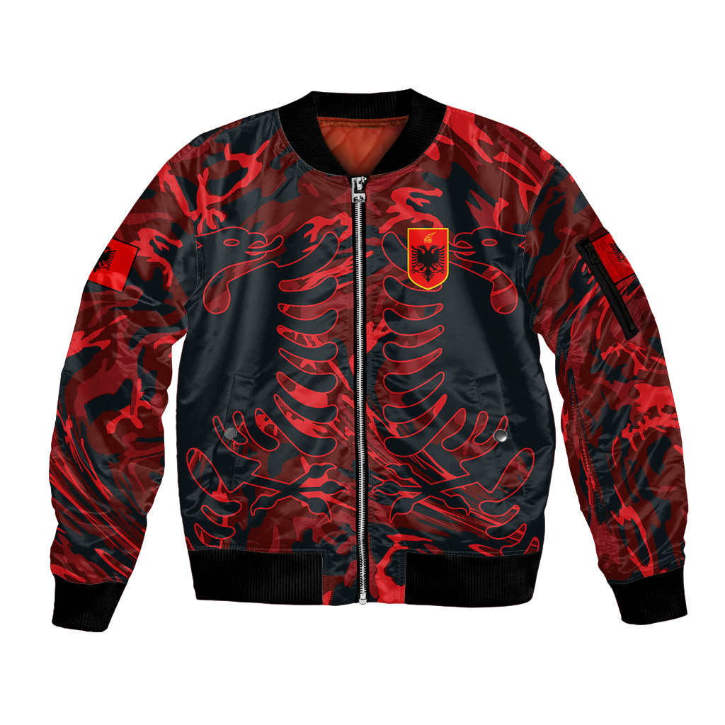 Albania Sleeve Zip Bomber Jacket Albanian Golden Eagle Sport Version - Wonder Print Shop