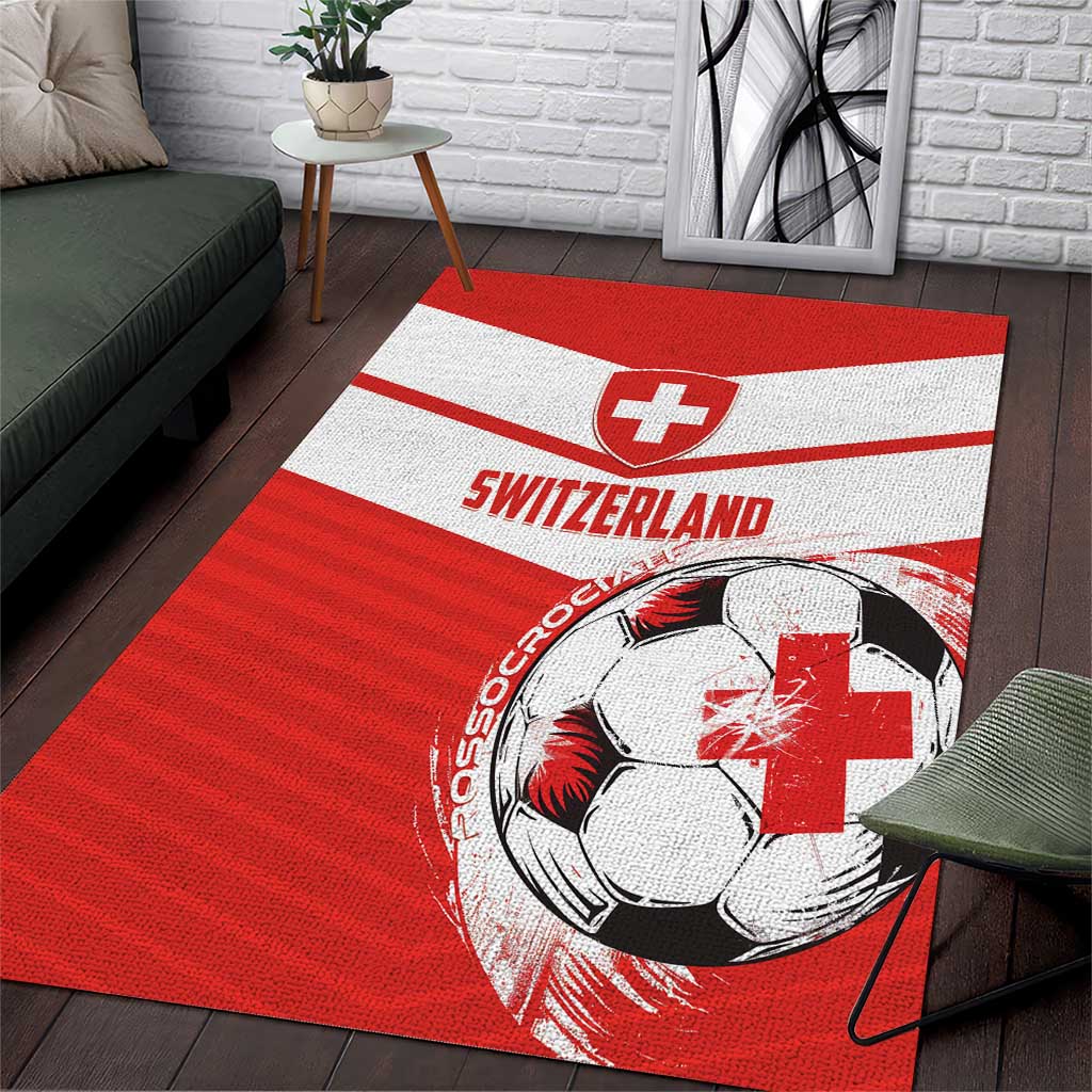 Switzerland 2024 Football Area Rug Rossocrociati Go Champions - Wonder Print Shop