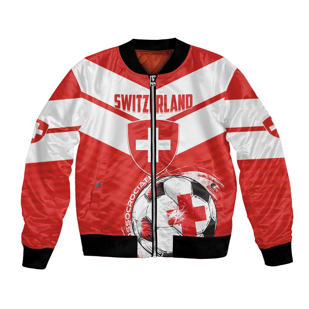 Custom Switzerland 2024 Football Bomber Jacket Rossocrociati Go Champions - Wonder Print Shop