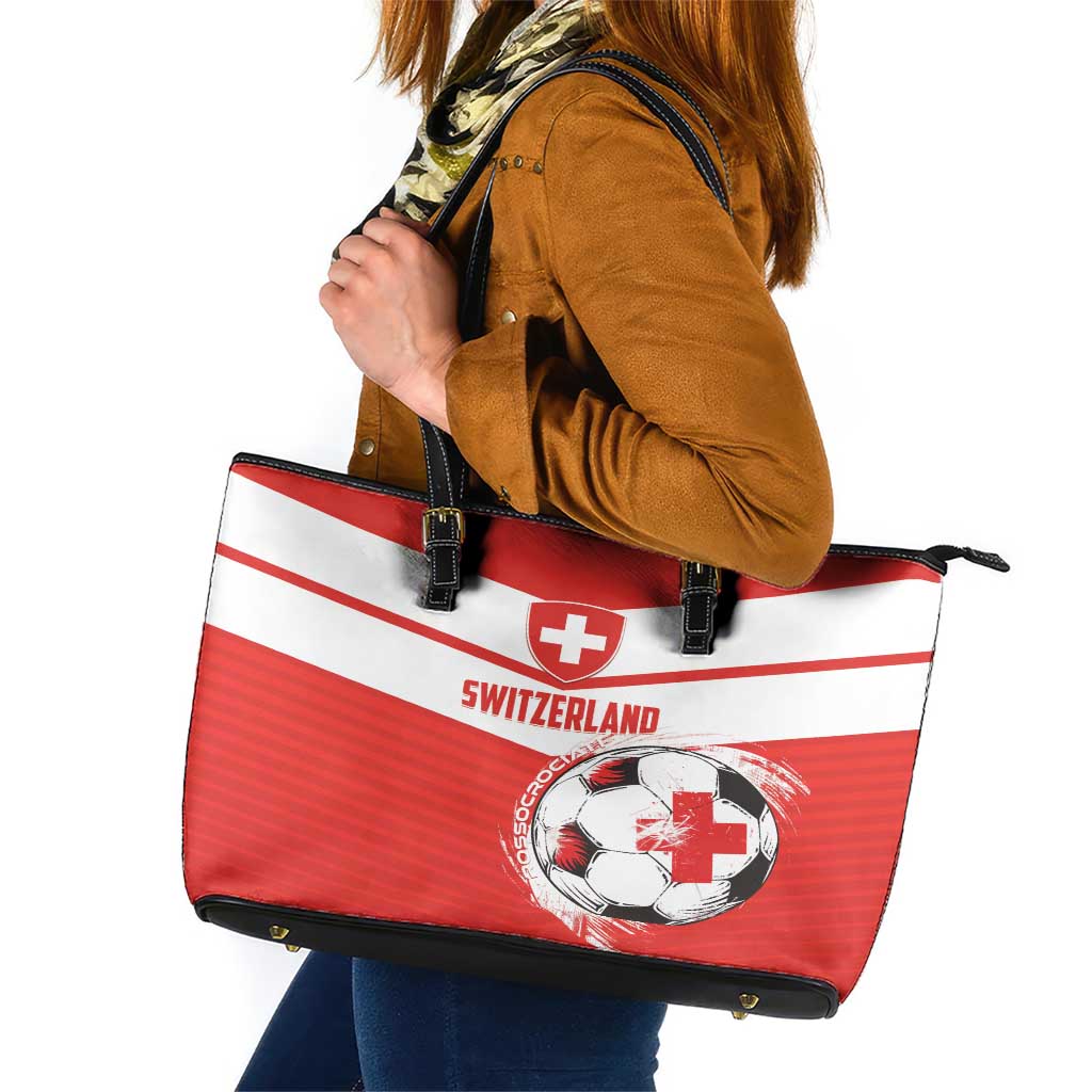 Switzerland 2024 Football Leather Tote Bag Rossocrociati Go Champions - Wonder Print Shop