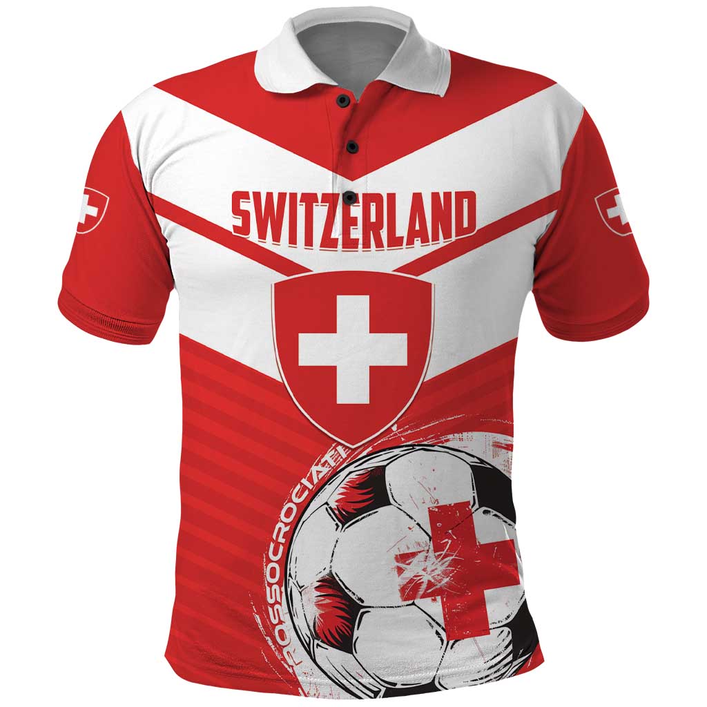 Custom Switzerland 2024 Football Polo Shirt Rossocrociati Go Champions