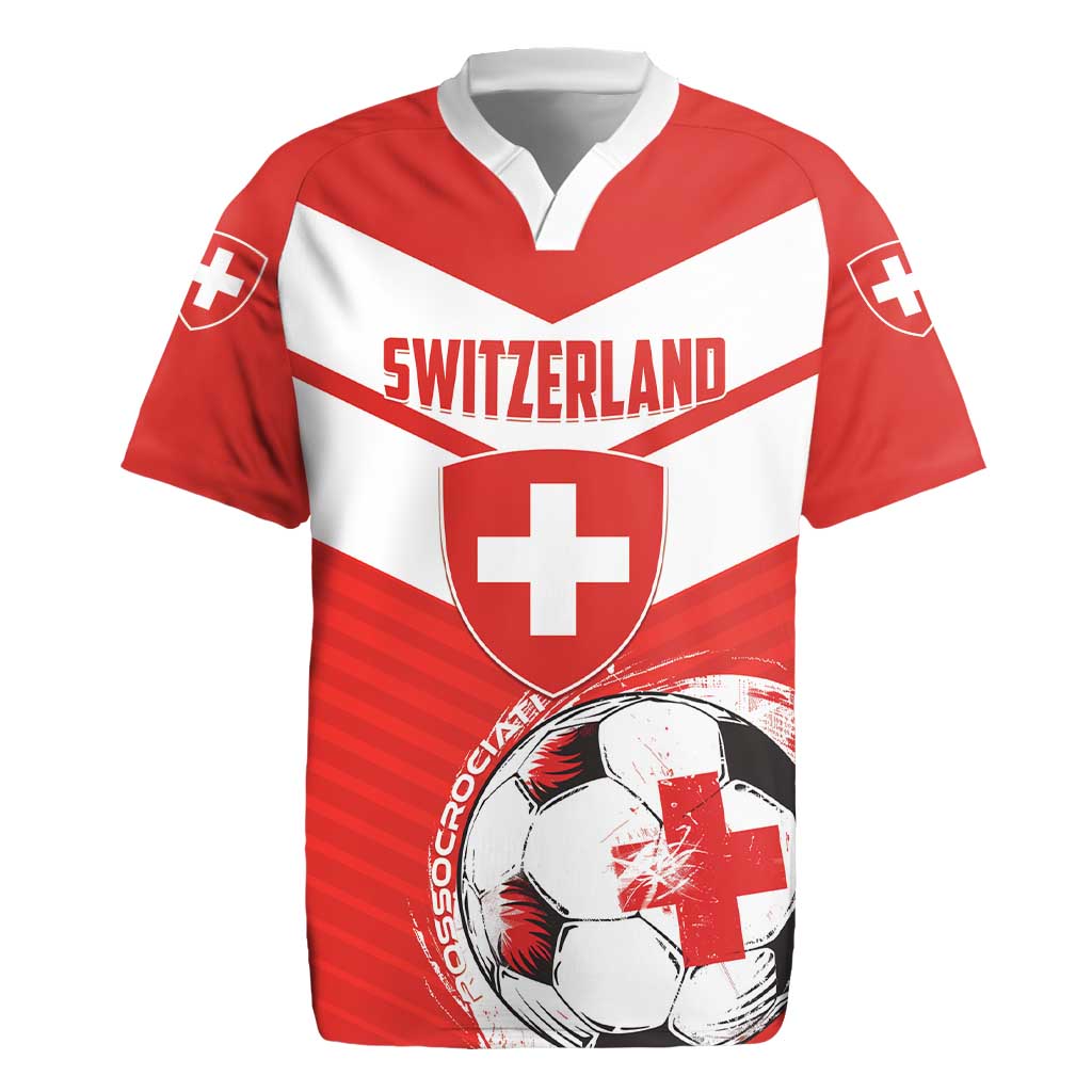 Custom Switzerland 2024 Football Rugby Jersey Rossocrociati Go Champions