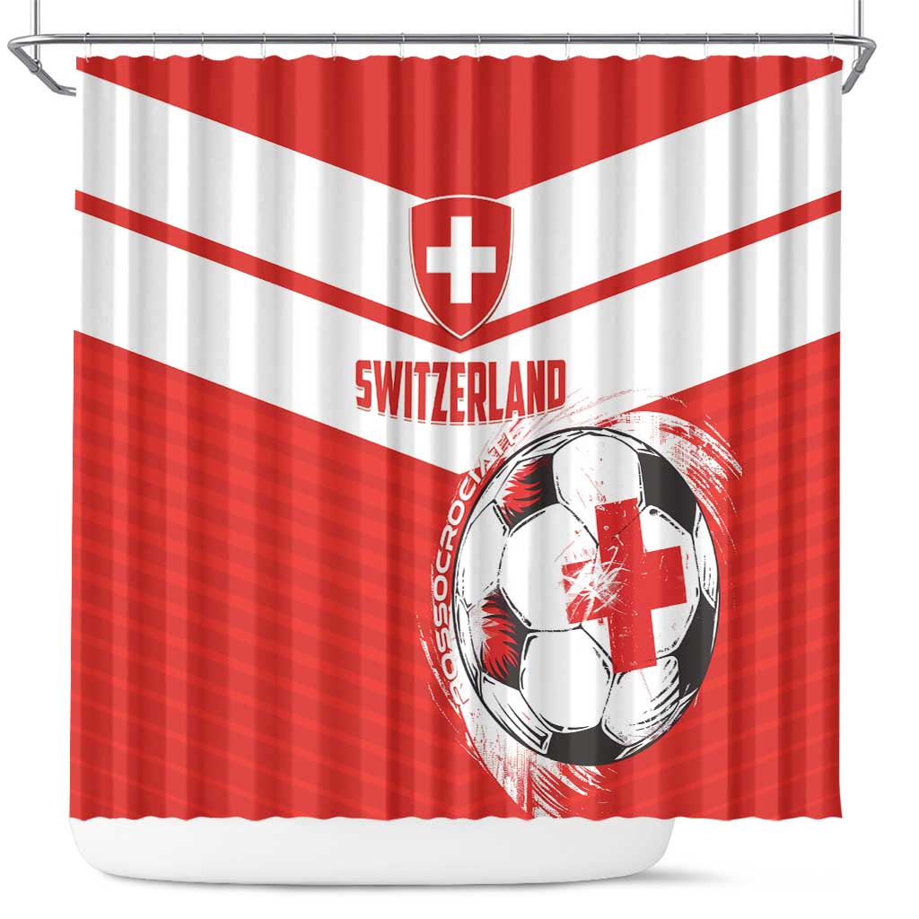 Switzerland 2024 Football Shower Curtain Rossocrociati Go Champions