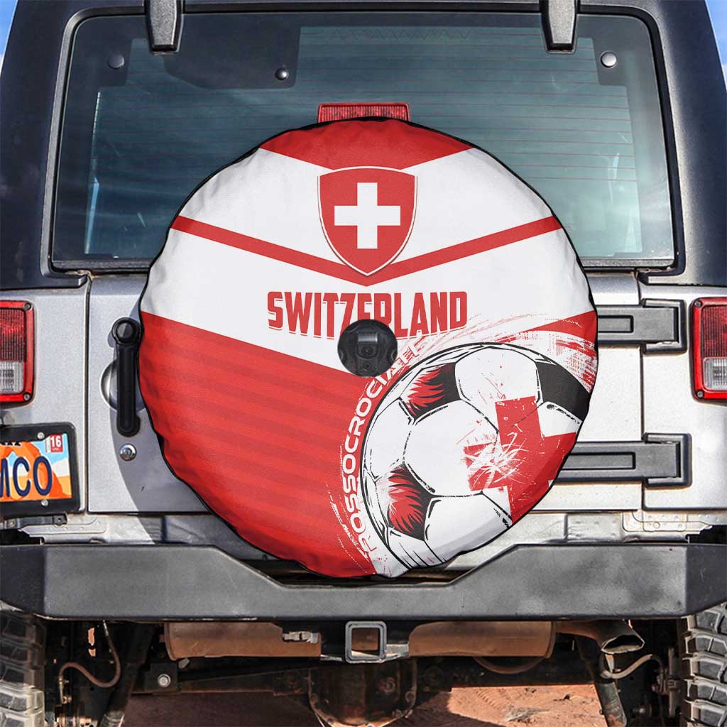 Switzerland 2024 Football Spare Tire Cover Rossocrociati Go Champions