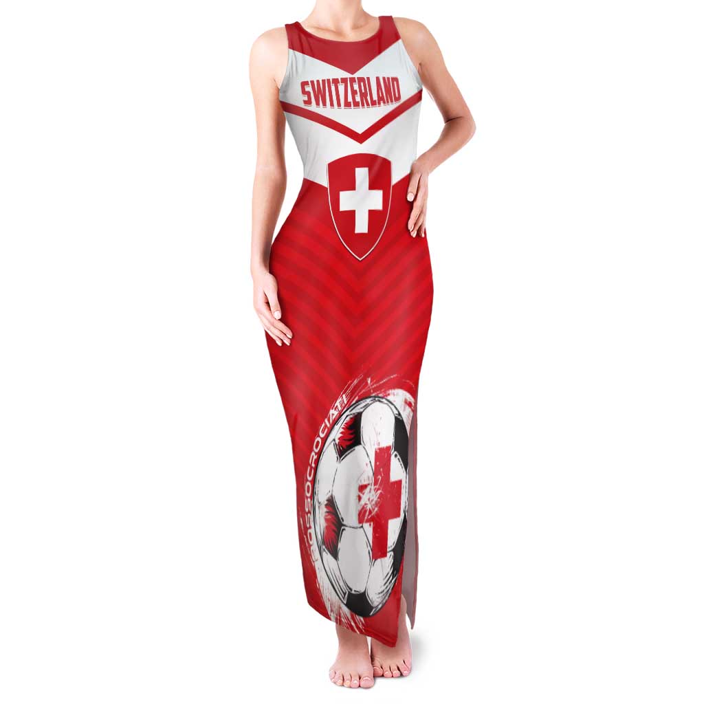 Custom Switzerland 2024 Football Tank Maxi Dress Rossocrociati Go Champions