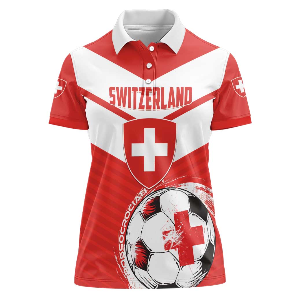 Custom Switzerland 2024 Football Women Polo Shirt Rossocrociati Go Champions