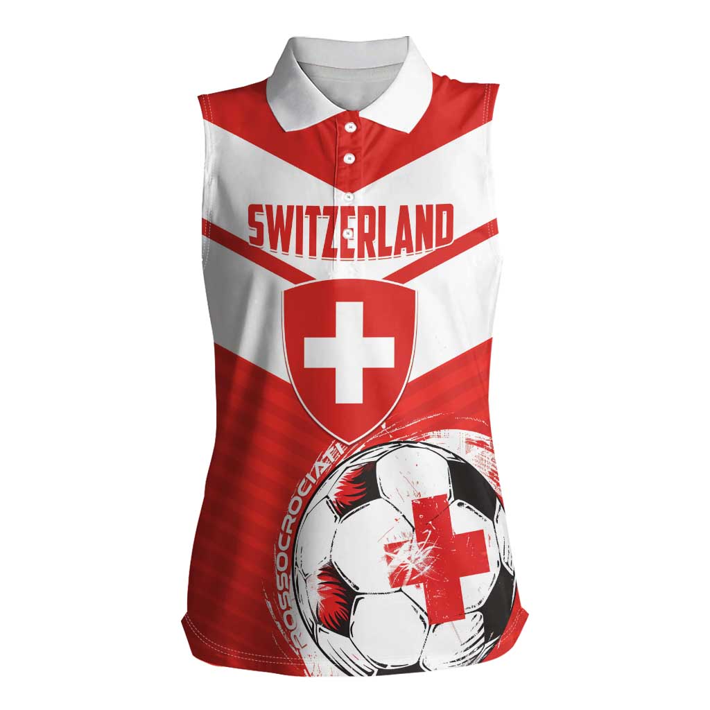 Custom Switzerland 2024 Football Women Sleeveless Polo Shirt Rossocrociati Go Champions