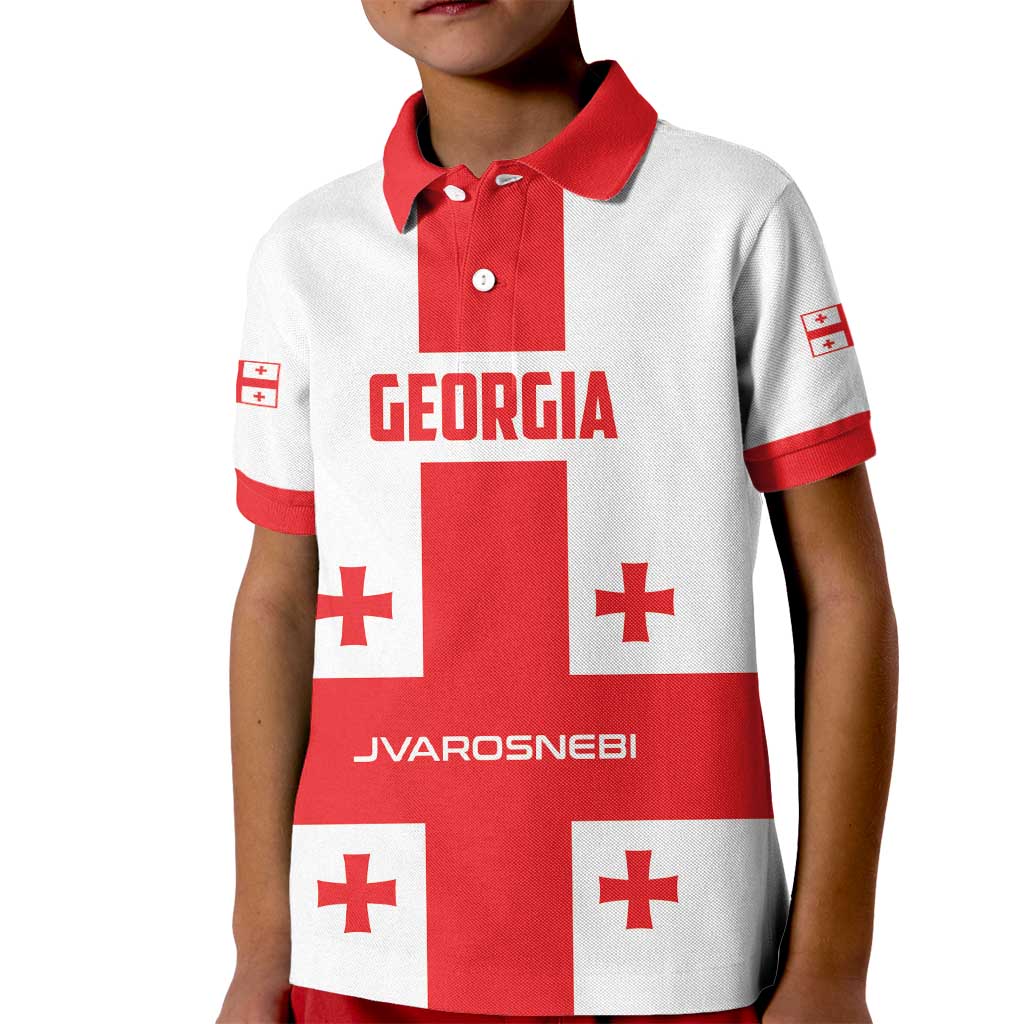 Custom Georgia 2024 Football Kid Polo Shirt Come On Sakartvelo - Wonder Print Shop