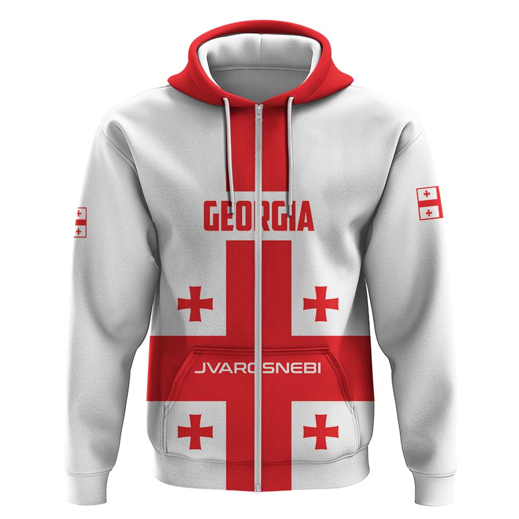 Custom Georgia 2024 Football Zip Hoodie Come On Sakartvelo - Wonder Print Shop