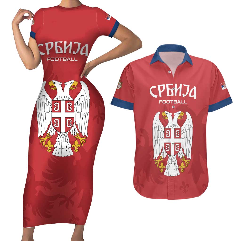 Custom Serbia 2024 Football Couples Matching Short Sleeve Bodycon Dress and Hawaiian Shirt Srbija Go Champions - Wonder Print Shop