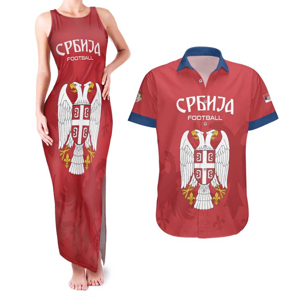 Custom Serbia 2024 Football Couples Matching Tank Maxi Dress and Hawaiian Shirt Srbija Go Champions - Wonder Print Shop