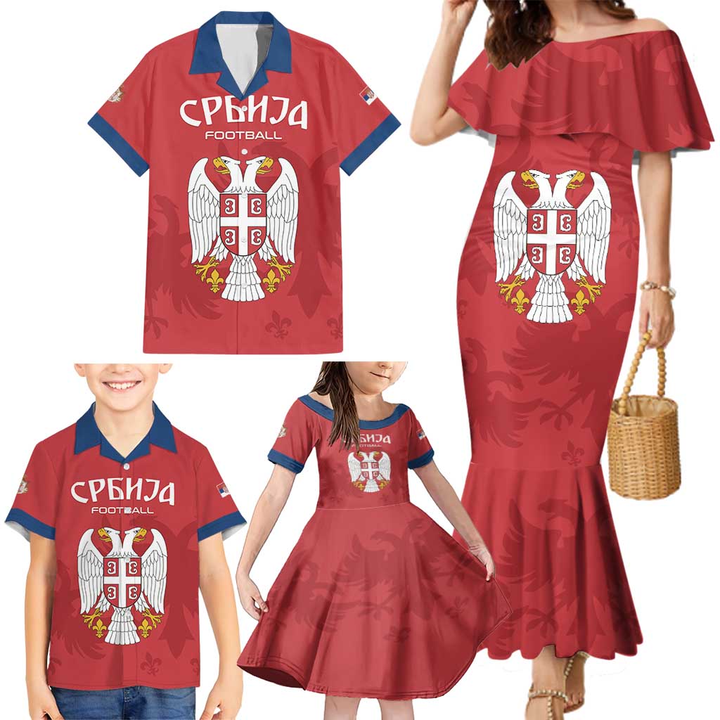 Custom Serbia 2024 Football Family Matching Mermaid Dress and Hawaiian Shirt Srbija Go Champions - Wonder Print Shop