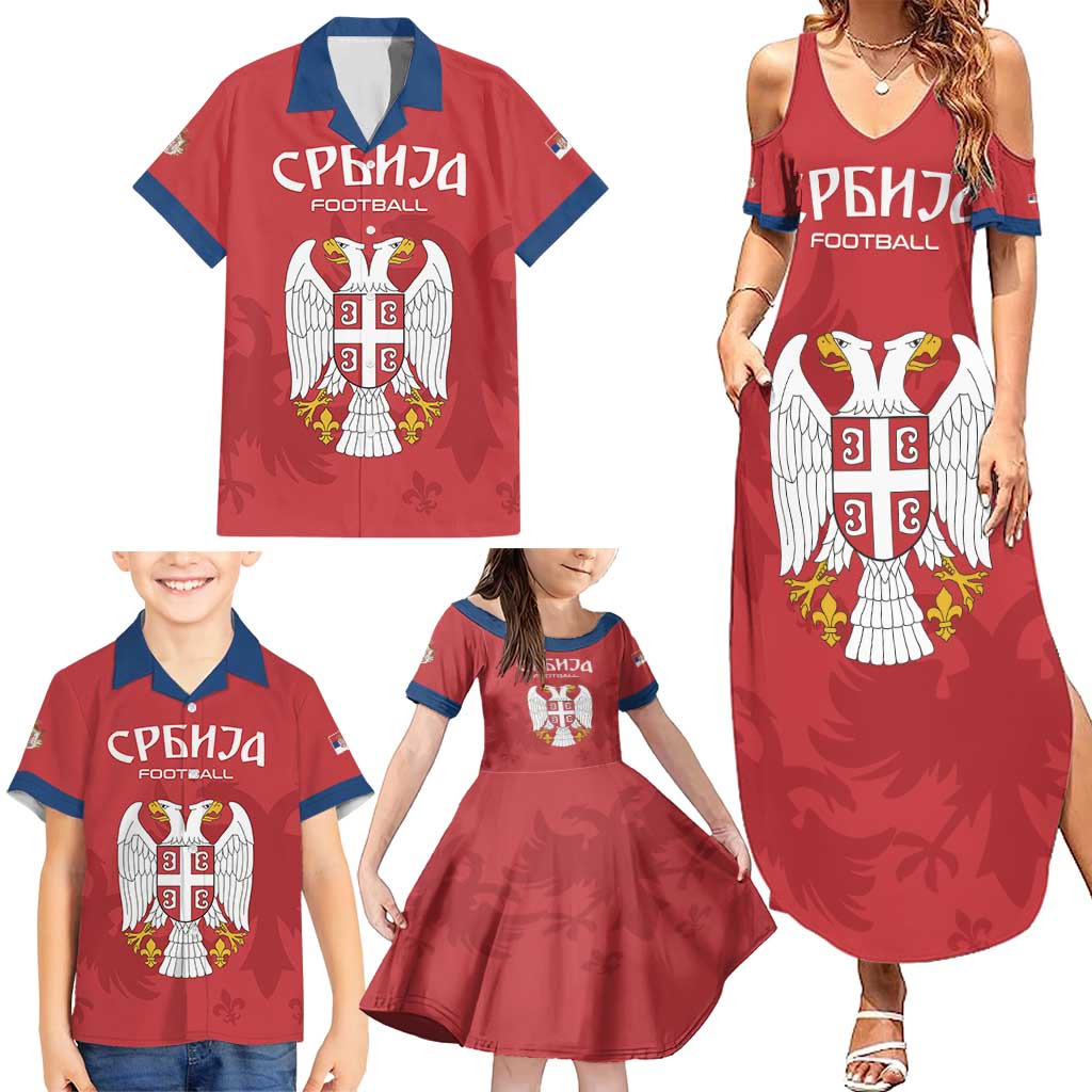 Custom Serbia 2024 Football Family Matching Summer Maxi Dress and Hawaiian Shirt Srbija Go Champions - Wonder Print Shop