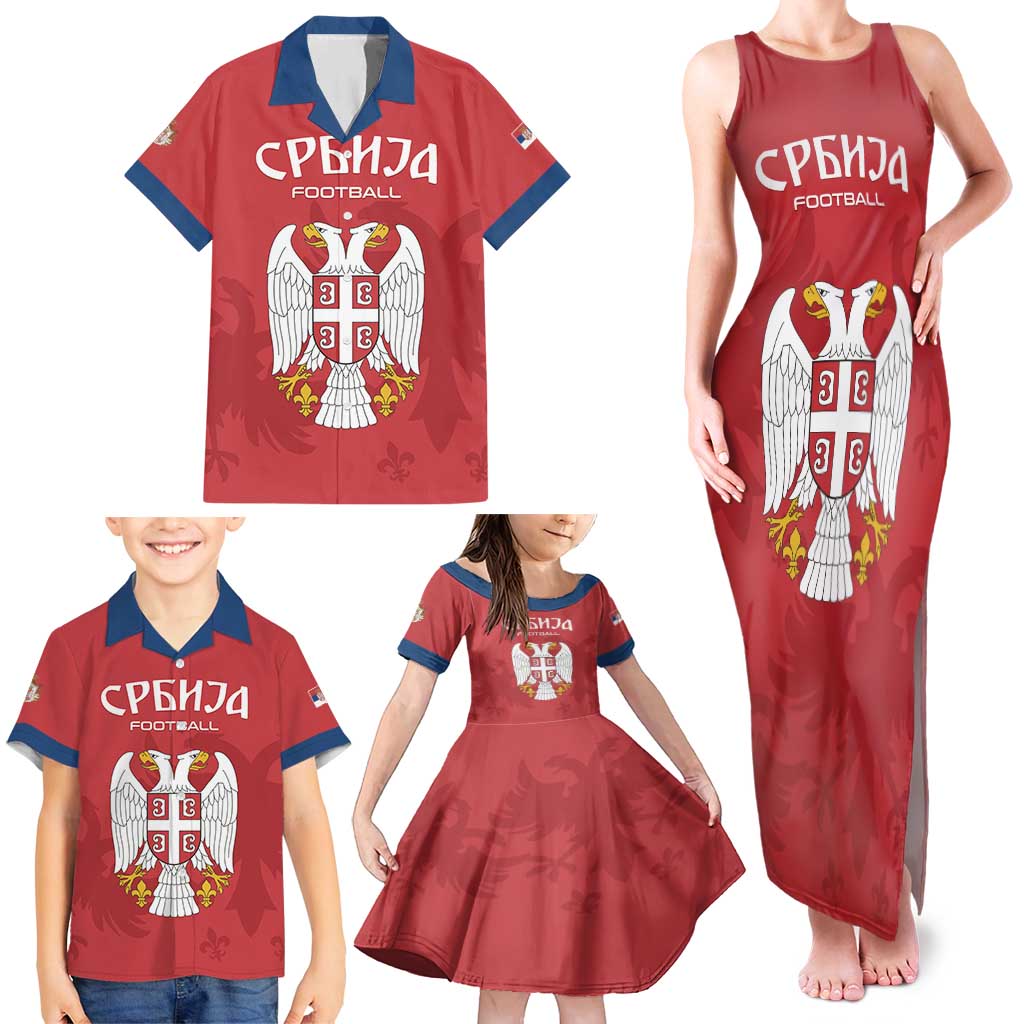 Custom Serbia 2024 Football Family Matching Tank Maxi Dress and Hawaiian Shirt Srbija Go Champions - Wonder Print Shop