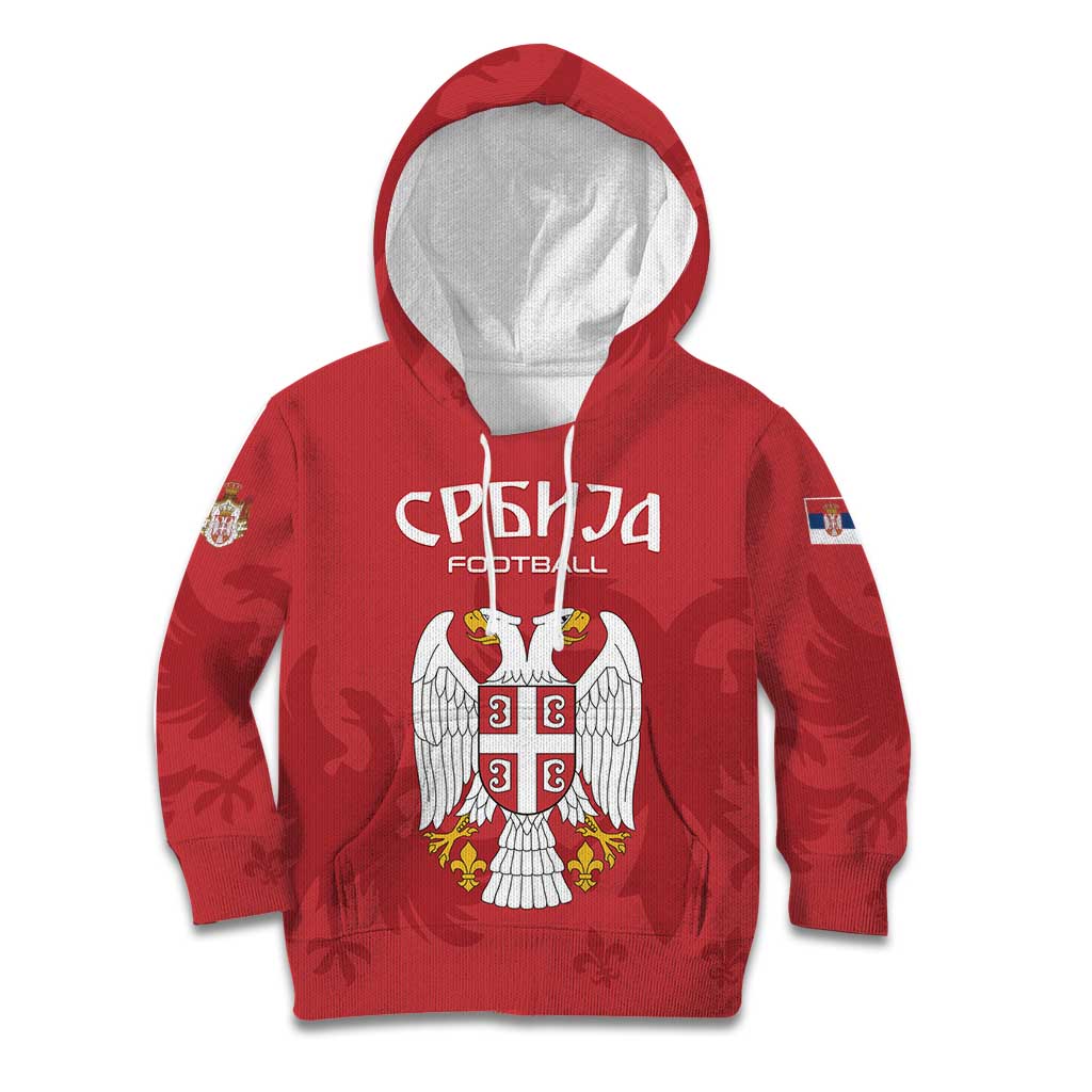 Custom Serbia 2024 Football Kid Hoodie Srbija Go Champions - Wonder Print Shop