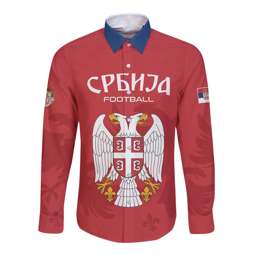 Custom Serbia 2024 Football Long Sleeve Button Shirt Srbija Go Champions - Wonder Print Shop