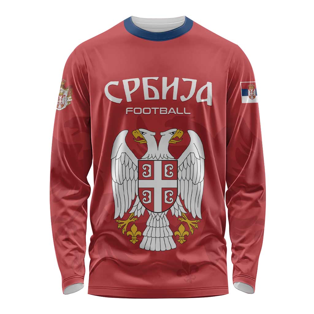 Custom Serbia 2024 Football Long Sleeve Shirt Srbija Go Champions - Wonder Print Shop