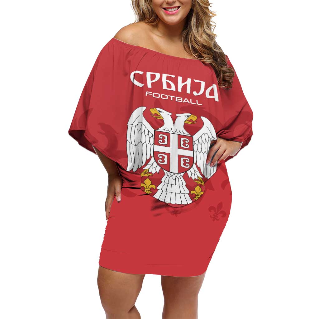 Custom Serbia 2024 Football Off Shoulder Short Dress Srbija Go Champions - Wonder Print Shop