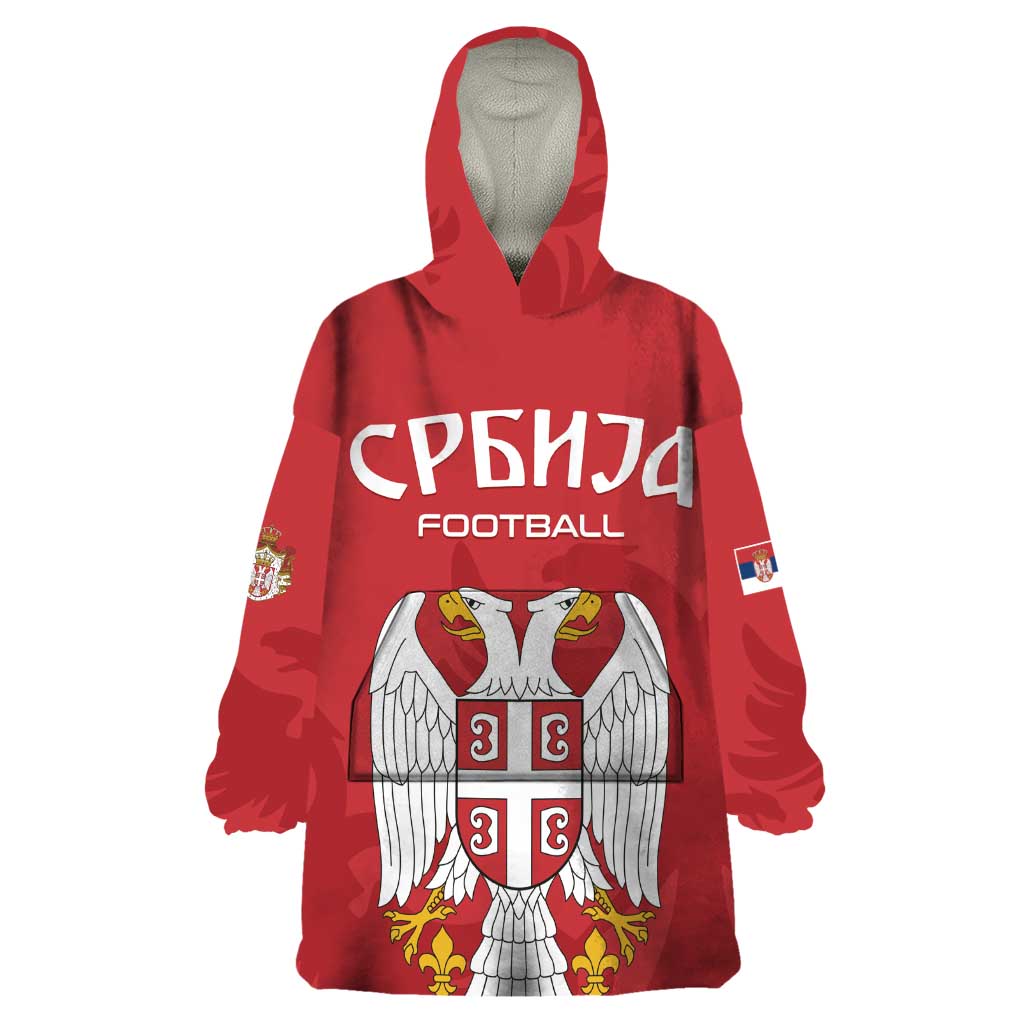 Custom Serbia 2024 Football Wearable Blanket Hoodie Srbija Go Champions - Wonder Print Shop