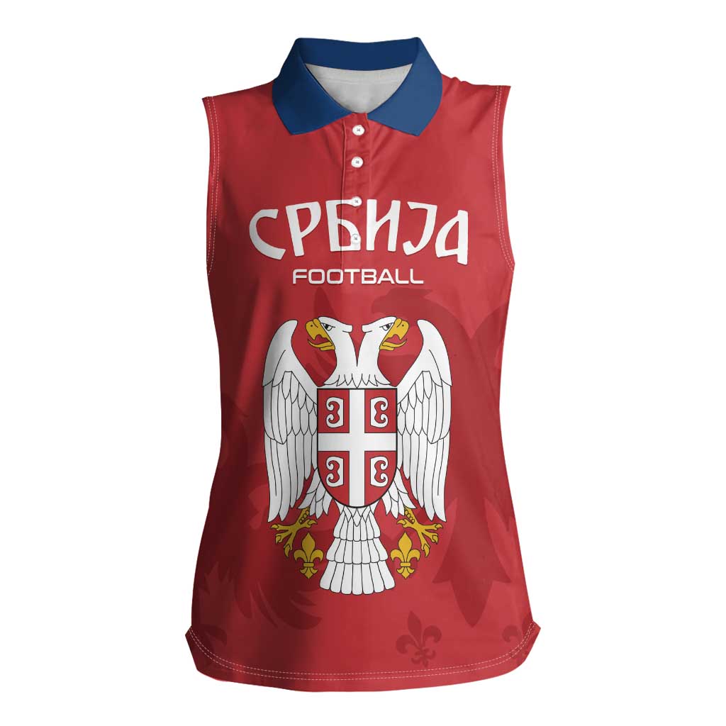 Custom Serbia 2024 Football Women Sleeveless Polo Shirt Srbija Go Champions - Wonder Print Shop