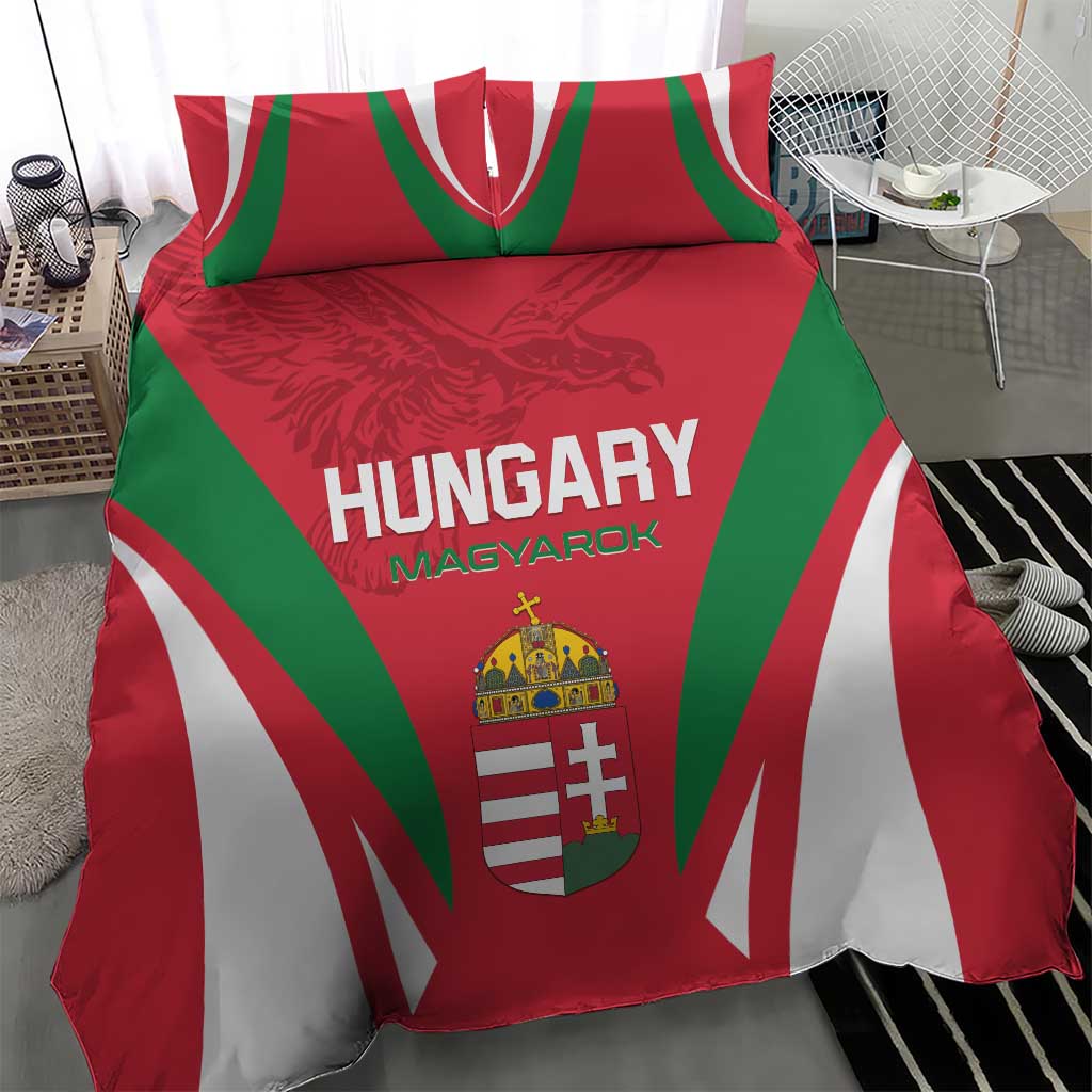 Hungary football bedding set featuring red, green, white rays and centered crest