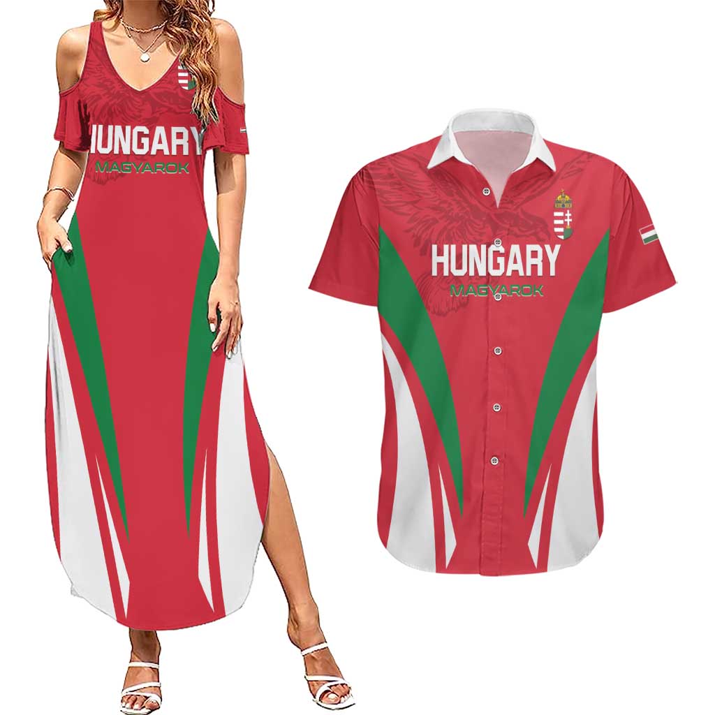 Custom Hungary 2024 Football Couples Matching Summer Maxi Dress and Hawaiian Shirt Hajra Magyarok - Wonder Print Shop