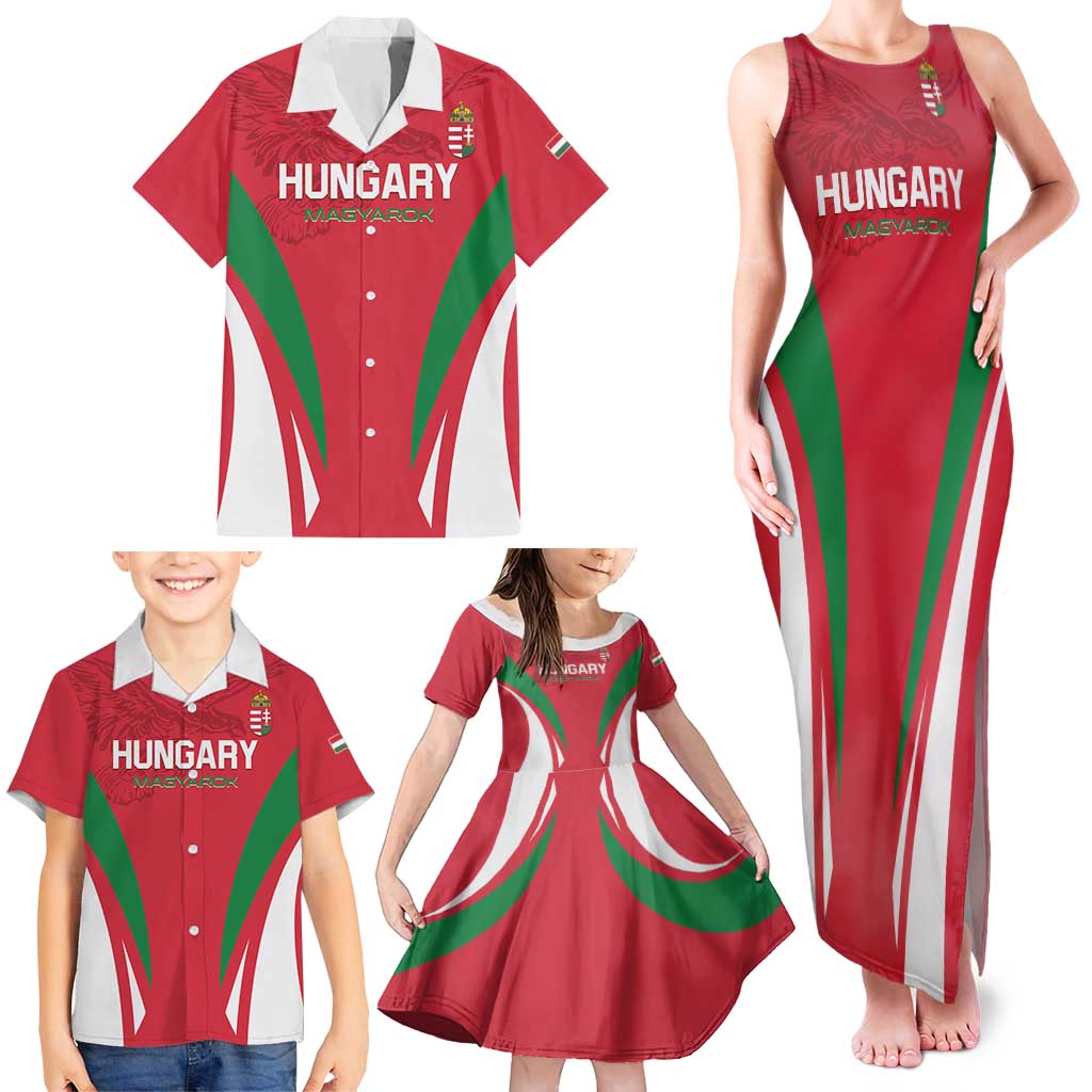 Custom Hungary 2024 Football Family Matching Tank Maxi Dress and Hawaiian Shirt Hajra Magyarok - Wonder Print Shop